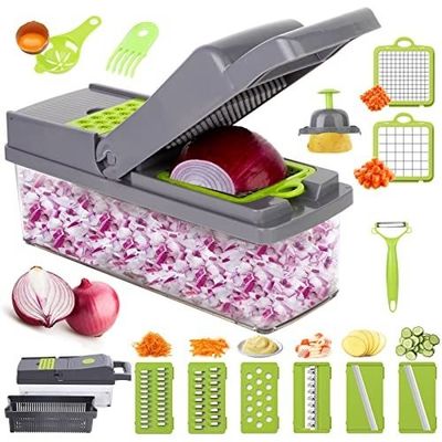 Sea creativo en la cocina con nuestro cortador manual de frutas y verduras 12 en 1