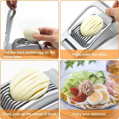 Cortador de huevos de acero inoxidable para huevos hervidos perfectamente cortados y fresas jugosas