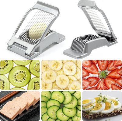 Cortador de huevos de acero inoxidable para huevos hervidos perfectamente cortados y fresas jugosas