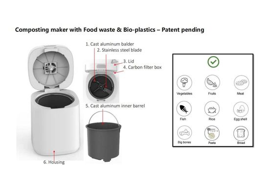Clasificación de eficiencia energética de clase A Compostador de cocina inteligente para la eliminación de residuos alimentarios