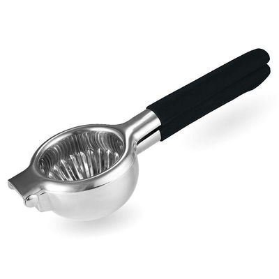 Exprimidor de limón de 340G con construcción de acero inoxidable y mango de silicona suave