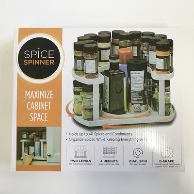 Maximice el espacio y mantenga las especias organizadas con este portaespecias giratorio doble