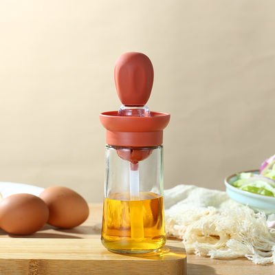 Botella distribuidora de aceite de cocina sostenible con escala y cepillo de silicona para la parrilla para el hogar