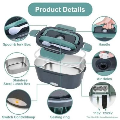 1.5L Capacidad Acero inoxidable Alimentos eléctricos más calientes Caja de almuerzo para sus comidas en movimiento