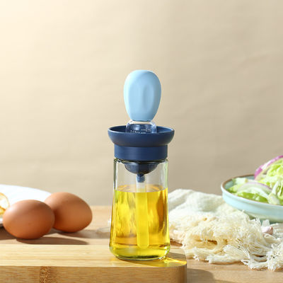 Botella distribuidora de aceite de cocina sostenible con escala y cepillo de silicona para la parrilla para el hogar