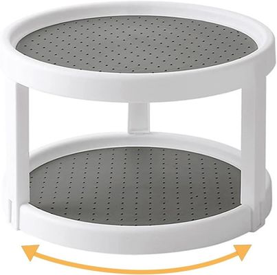 2 Layers Kitchen Spices Rotating Storage Rack para un fácil acceso a las especias y los artículos de baño