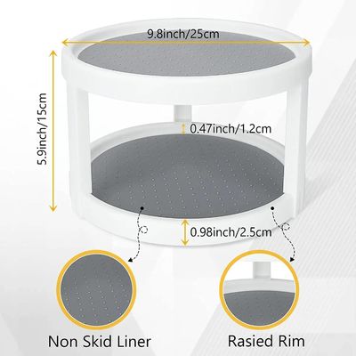 2 Layers Kitchen Spices Rotating Storage Rack para un fácil acceso a las especias y los artículos de baño