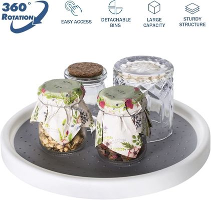 2 Layers Kitchen Spices Rotating Storage Rack para un fácil acceso a las especias y los artículos de baño