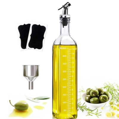 Dispensador de aceite de oliva de vidrio de vinagre de calcio Na cuadrado Botella con boquilla El último esencial de la cocina