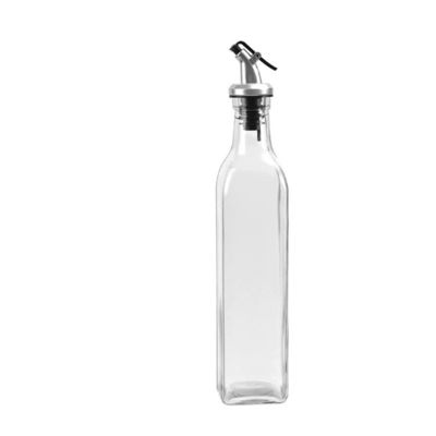 Dispensador de aceite de oliva de vidrio de vinagre de calcio Na cuadrado Botella con boquilla El último esencial de la cocina