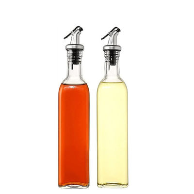 Dispensador de aceite de oliva de vidrio de vinagre de calcio Na cuadrado Botella con boquilla El último esencial de la cocina