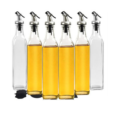 Dispensador de aceite de oliva de vidrio de vinagre de calcio Na cuadrado Botella con boquilla El último esencial de la cocina