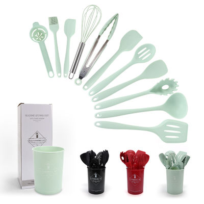 Sapatula de silicona de cocina con cubo de almacenamiento de 12 piezas utensilios de cocina no adhesivos