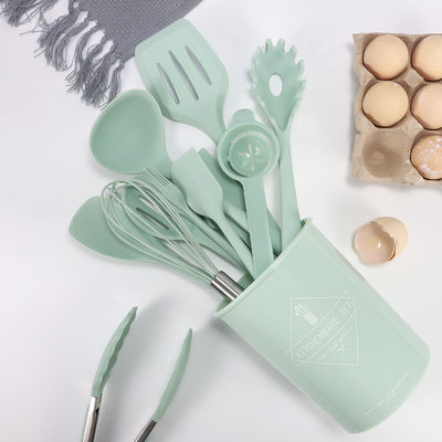 Sapatula de silicona de cocina con cubo de almacenamiento de 12 piezas utensilios de cocina no adhesivos