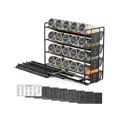 Práctico organizador de especias de extracción de 4 capas para gabinetes y organización de cocina