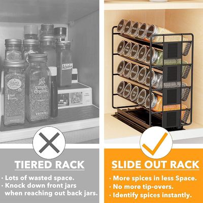 Práctico organizador de especias de extracción de 4 capas para gabinetes y organización de cocina