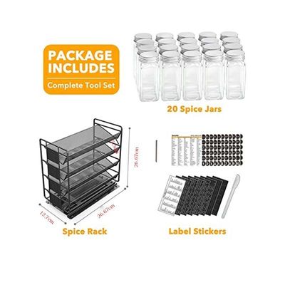Práctico organizador de especias de extracción de 4 capas para gabinetes y organización de cocina