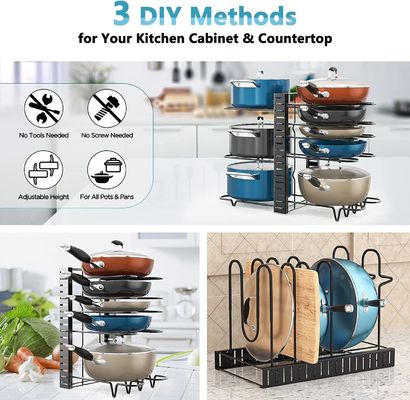 Cuadro de cocina ajustable, horno y organizador de sartén, 8 niveles de estante con 3 métodos de bricolaje