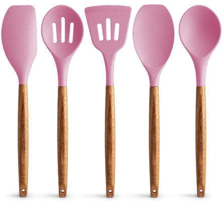 Conjunto de utensilios de cocina de alta temperatura para cocina 5 piezas de cuchara de espátula de silicona no adhesiva