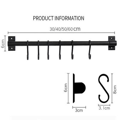 Novedad Ganchos 30cm Varilla de metal no perforada Almacenamiento de especias para colgar utensilios de cocina