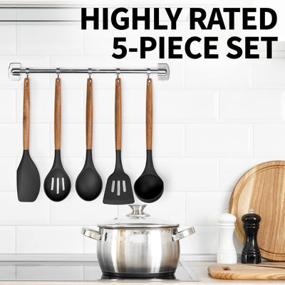 Conjunto de utensilios de cocina de alta temperatura para cocina 5 piezas de cuchara de espátula de silicona no adhesiva