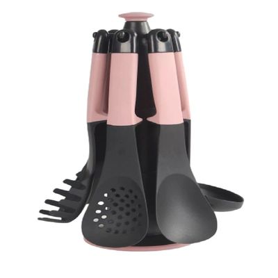 Conjunto de cucharas de espátula de plástico para alimentos de alta temperatura 5 piezas con estante