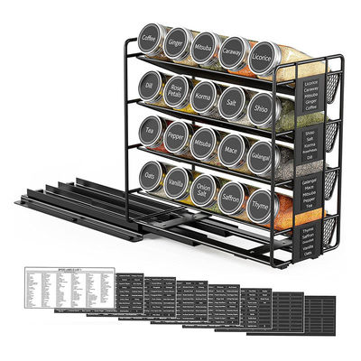 25.6 * 13 * 26cm Negro de la cocina tren deslizante de especias Rack de almacenamiento de múltiples capas de hierro organizador