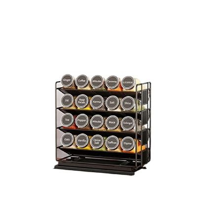 25.6 * 13 * 26cm Negro de la cocina tren deslizante de especias Rack de almacenamiento de múltiples capas de hierro organizador