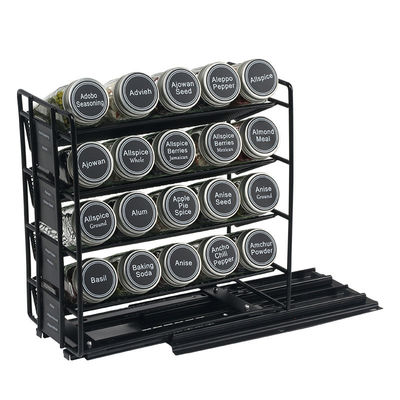 25.6 * 13 * 26cm Negro de la cocina tren deslizante de especias Rack de almacenamiento de múltiples capas de hierro organizador