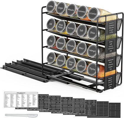25.6 * 13 * 26cm Negro de la cocina tren deslizante de especias Rack de almacenamiento de múltiples capas de hierro organizador