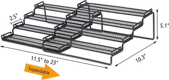 Comida hierro horneado laca organizador de rack de especias para el gabinete 4 Tier Step Estante de soporte