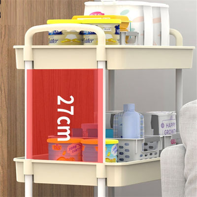 Diseño funcional Estante de almacenamiento de dos niveles con ruedas para cocina baño y dormitorio