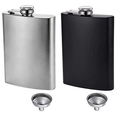 Flasca de vino de acero inoxidable cubierta de cuero para hombres 8 oz Flasca de cadera exterior Tamaño del producto 93 * 122mm