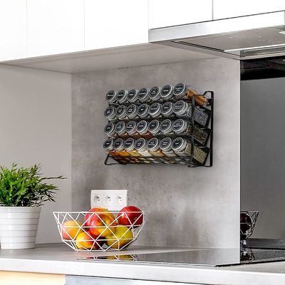 Organizador de botellas de especias de tipo metálico de tipo de especias de 3 niveles para mostrador de cocina