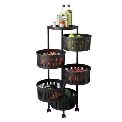 Organizador versátil Estante de almacenamiento de cocina con cinco capas y cestas redondas negras