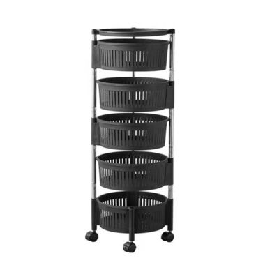 Organizador versátil Estante de almacenamiento de cocina con cinco capas y cestas redondas negras
