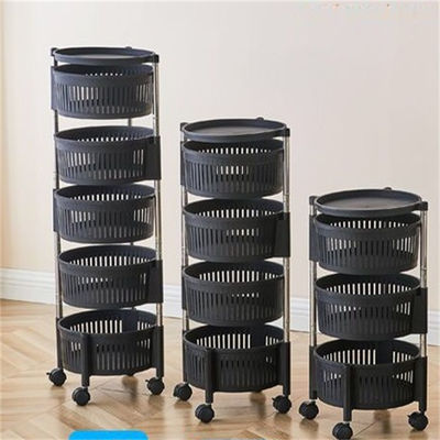 Organizador versátil Estante de almacenamiento de cocina con cinco capas y cestas redondas negras
