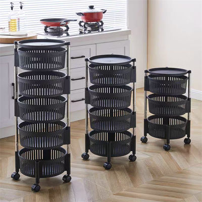 Organizador versátil Estante de almacenamiento de cocina con cinco capas y cestas redondas negras