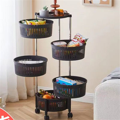 Organizador versátil Estante de almacenamiento de cocina con cinco capas y cestas redondas negras