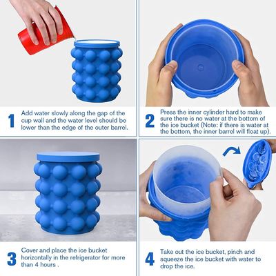 Compuesto de diseño moderno de silicona cubo de hielo cubo para ahorrar espacio material de grado alimenticio