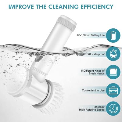 Cepillo eléctrico de limpieza Blanco 138G USB recargable para limpieza de baldosas de bañera de cocina