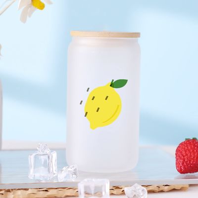 Natural Healthy 16oz Frosted Beer Glass con tapa de bambú y paja El último regalo del bar