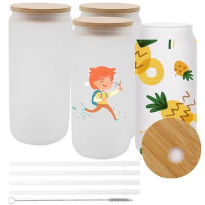 Natural Healthy 16oz Frosted Beer Glass con tapa de bambú y paja El último regalo del bar
