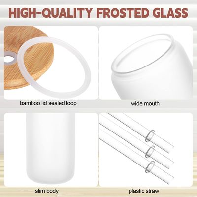Natural Healthy 16oz Frosted Beer Glass con tapa de bambú y paja El último regalo del bar