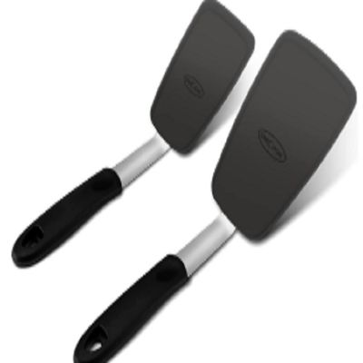 En stock 2 paquetes 600F resistente al calor no adhesivo huevos voltables espátulas de silicona 149 115G