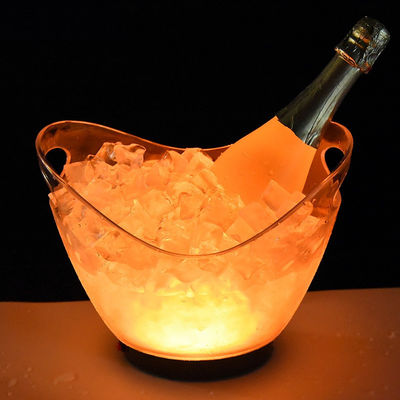 Cucharas de hielo Tongs Contenedor de cerveza de plástico grande con mangos e iluminación LED