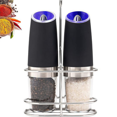 Molinilla de sal de especias de cocina sostenible con luz azul Conjunto de molinilla eléctrica de sal y pimienta