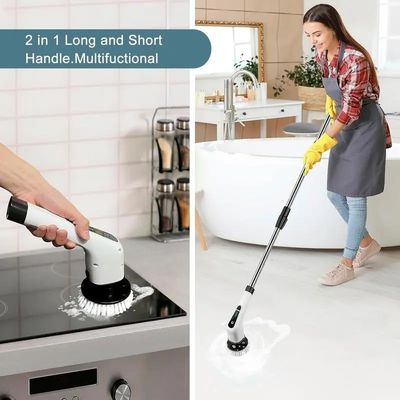 Brush de limpieza eléctrica de plástico blanco mejor vendido Scrubber de giro para limpieza profunda