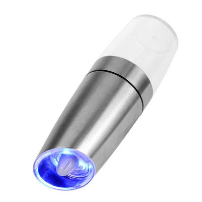 Molinilla de sal de especias de cocina sostenible con luz azul Conjunto de molinilla eléctrica de sal y pimienta