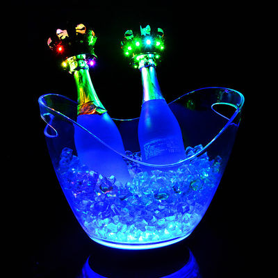 LED de forma ovalada de lujo con luz intermitente Vino Vodka Whiskey Champaña Baldes para KTV Bar Party